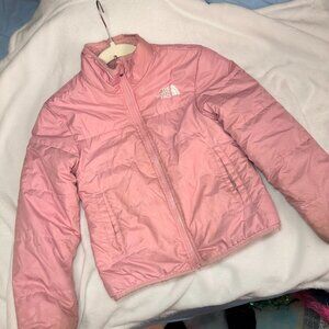 The North Face Girls Reversible Pink Puffer & Fleece Jacket